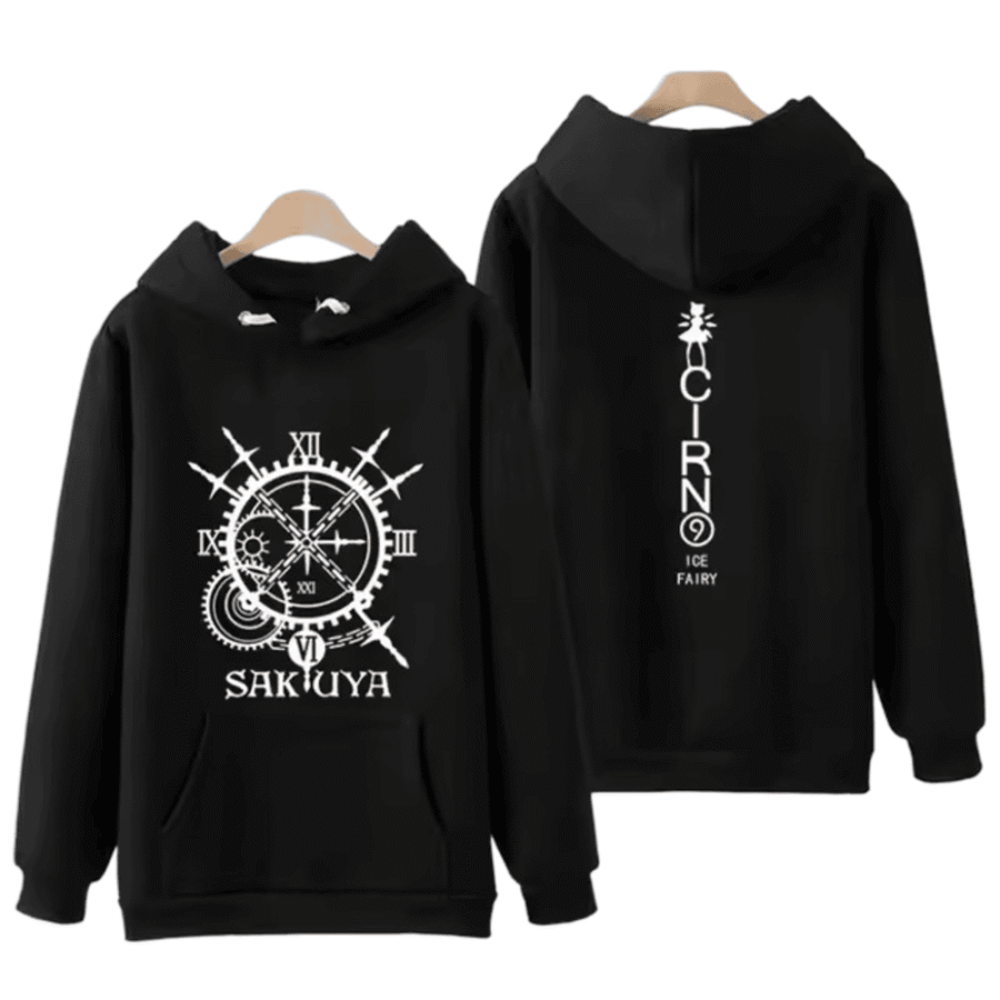 Touhou Project Anime Sakuya Izayoi And Cirno 3D Printed Black Sweatshirt Touhou Project Anime Sakuya Izayoi And Cirno 3D Printed Black Sweatshirt