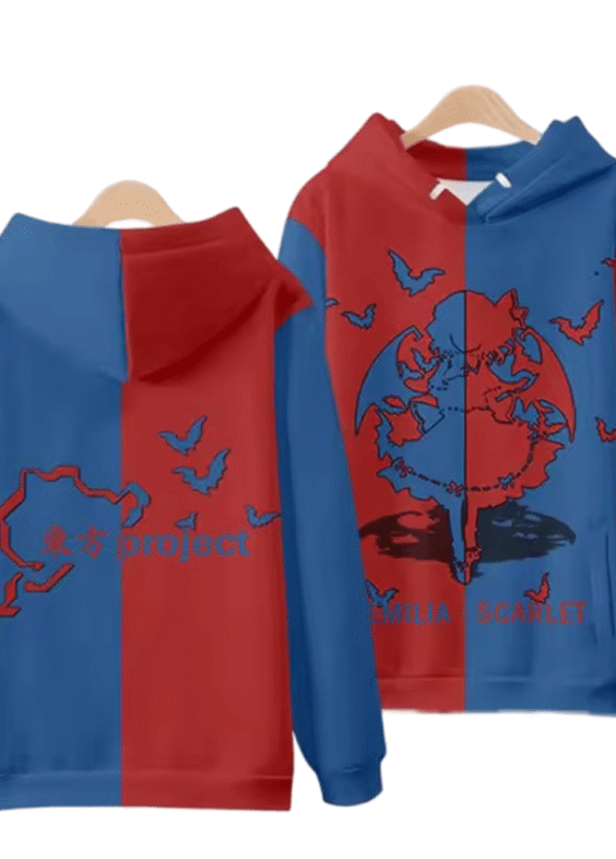 Anime Touhou Project Remilia Scarlet 3D Printed Blue And Red Sweatshirt