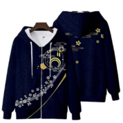 Anime Touken Ranbu Mikazuki Munechika 3D Printed Navy Blue Zipper Hoodie