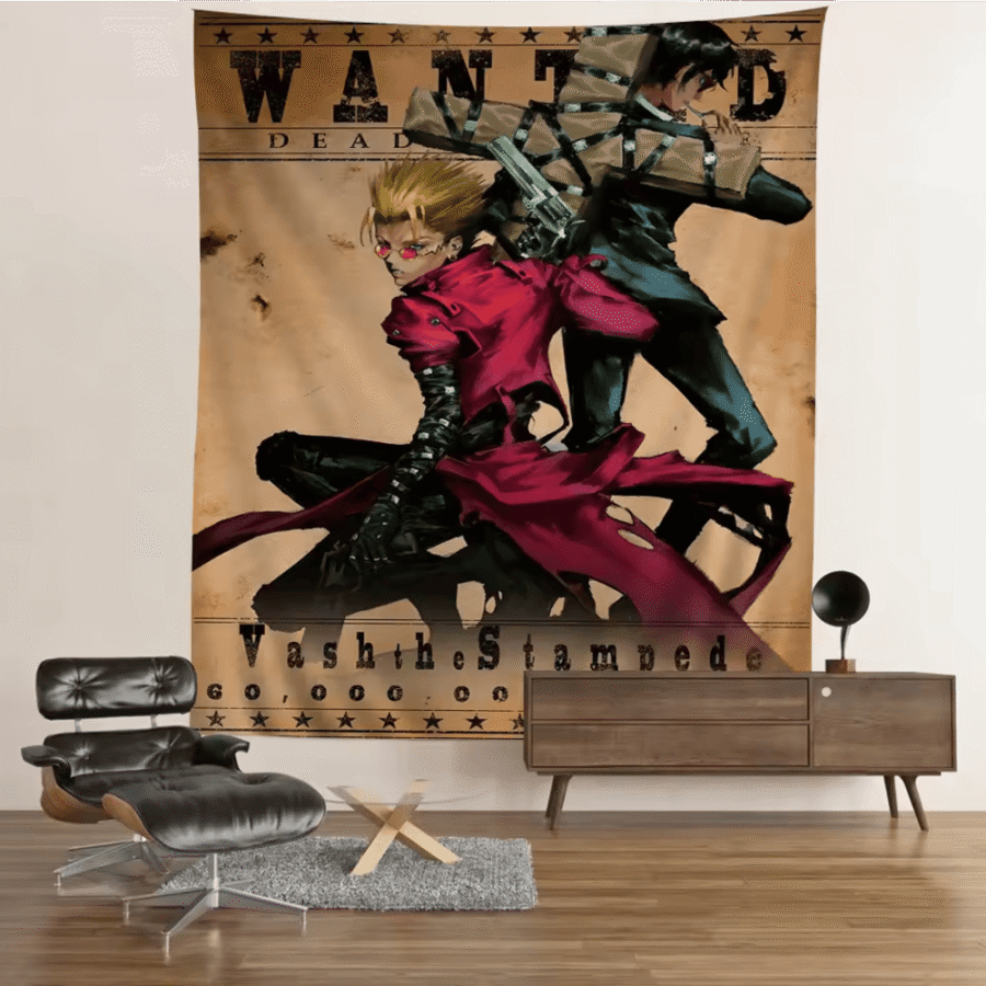 Anime Trigun Vash The Stampede And Nicholas D. Wolfwood Tapestry Wall Hanging Anime Trigun Vash The Stampede And Nicholas D. Wolfwood Tapestry Wall Hanging