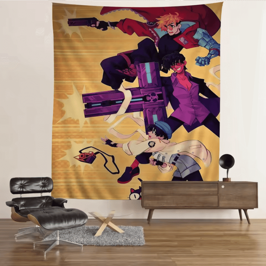 Anime Trigun Vash The Stampede With Friends Tapestry Wall Hanging Anime Trigun Vash The Stampede With Friends Tapestry Wall Hanging