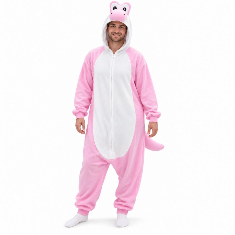 Dinosaur Kigurumi Onesie Pink Front Man Dinosaur Kigurumi Onesie Pink Front Man