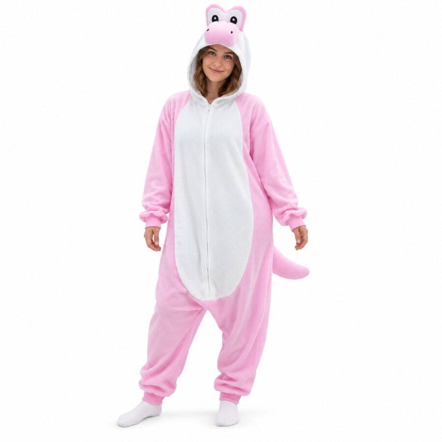 Dinosaur Kigurumi Onesie Pink Front Woman Dinosaur Kigurumi Onesie Pink Front Woman